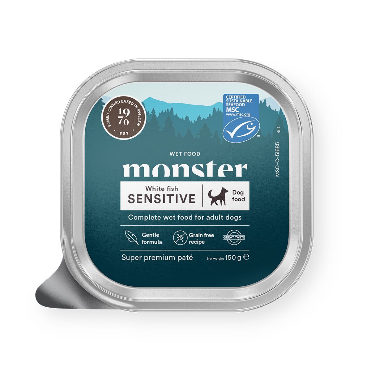 Monster Dog Adult Sensitive White Fish Paté Våtfoder till Hund 150 g | Hund - Hundmat - Våtfoder till hund | DogStyle