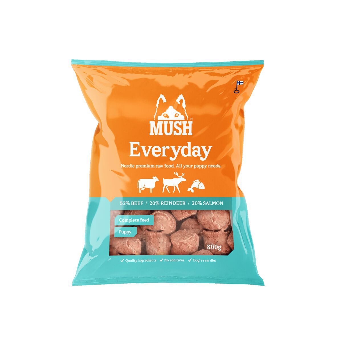 MUSH Everyday Iceblue Beef-Reindeer-Salmon Färskfoder till Valp