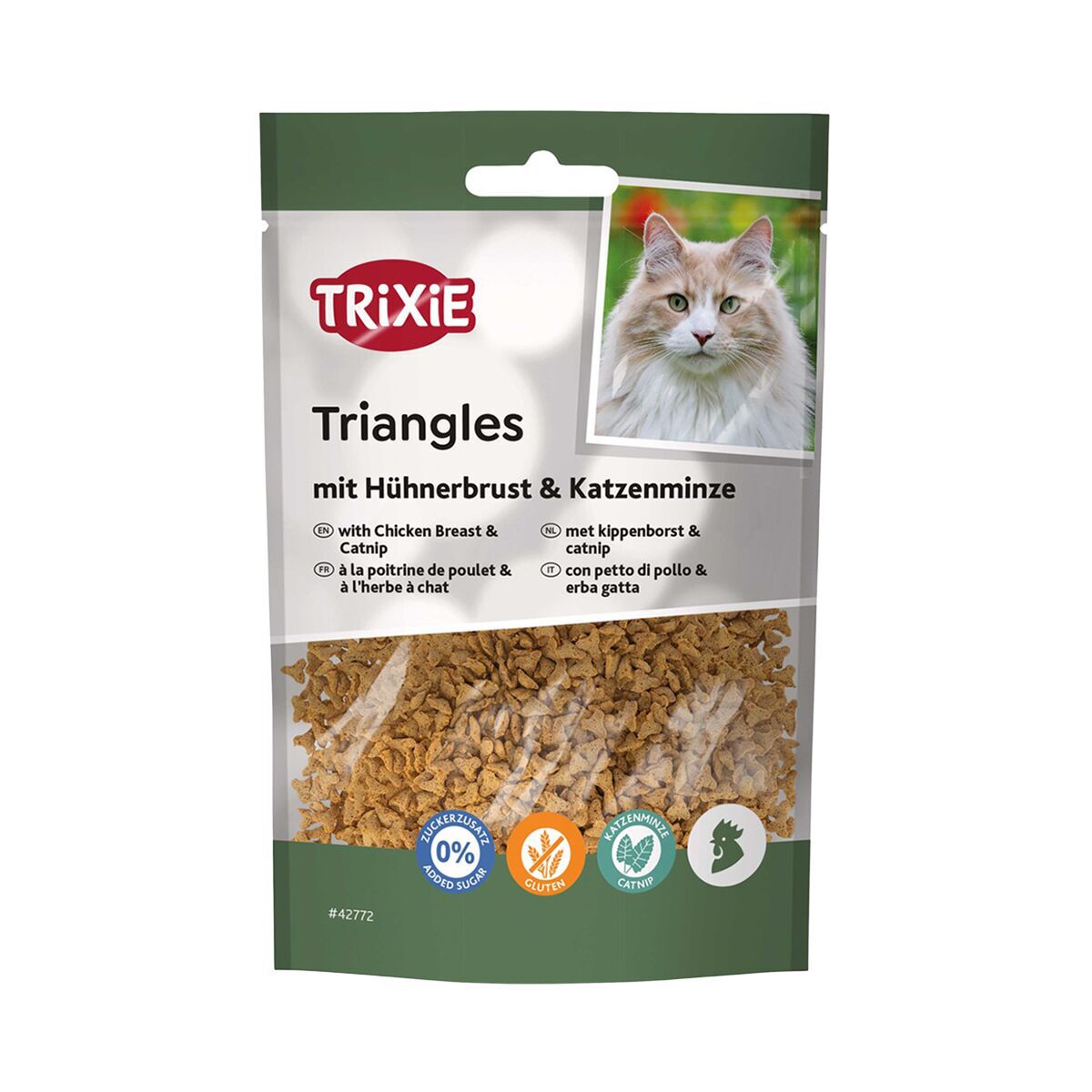 Trixie Triangles Kattgodis med Kycklingbröst & Kattmynta 50 g