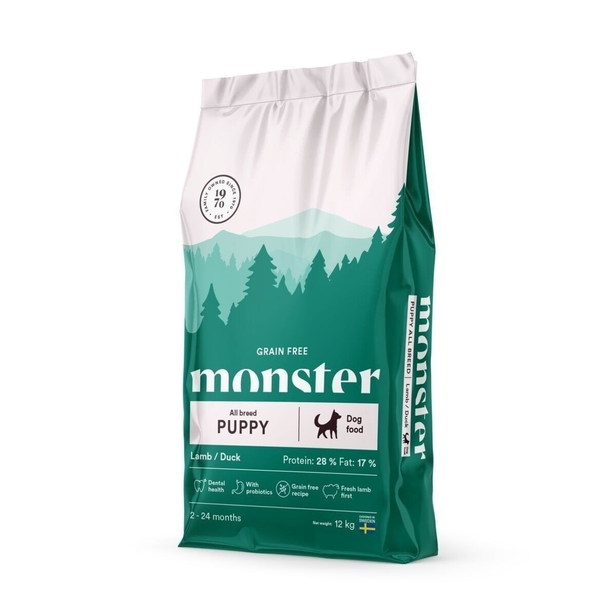 Monster Dog Puppy Small/Medium Breed  Grain Free Lamb & Duck Torrfoder till Hundvalp
