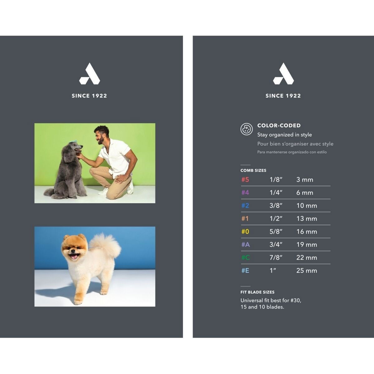 Andis Attachment Comb set stainless steel 8 pcs