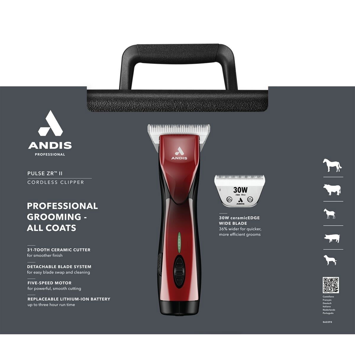 Andis Pulse ZR II  Wide clipper red