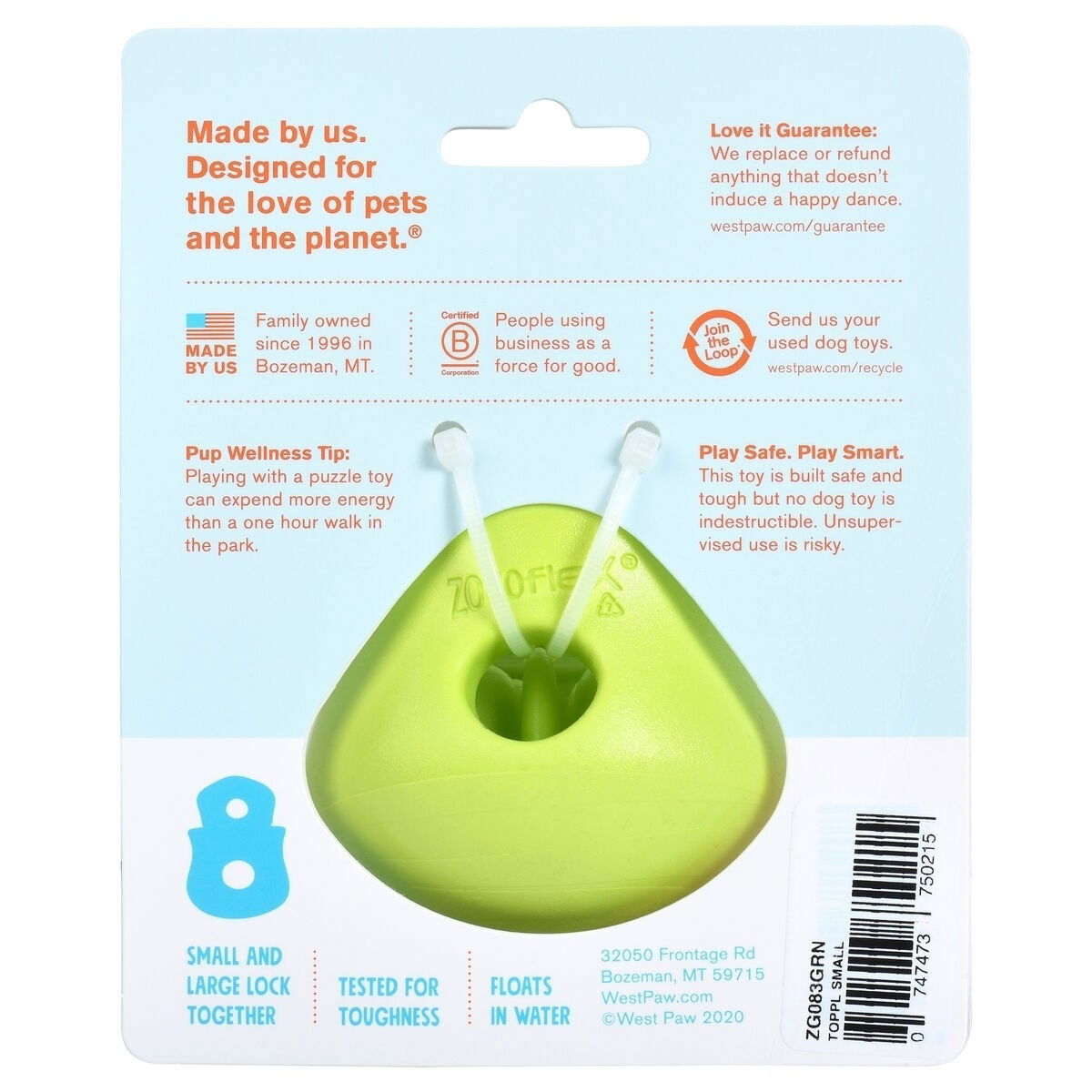 West Paw Toppl green