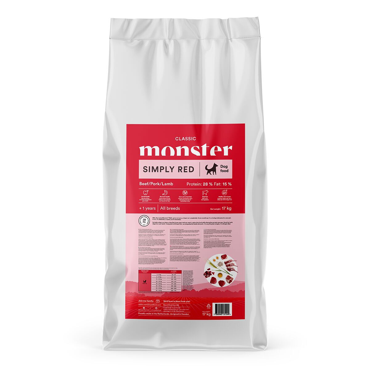 Monster Dog Classic Simply Red Torrfoder till Hund