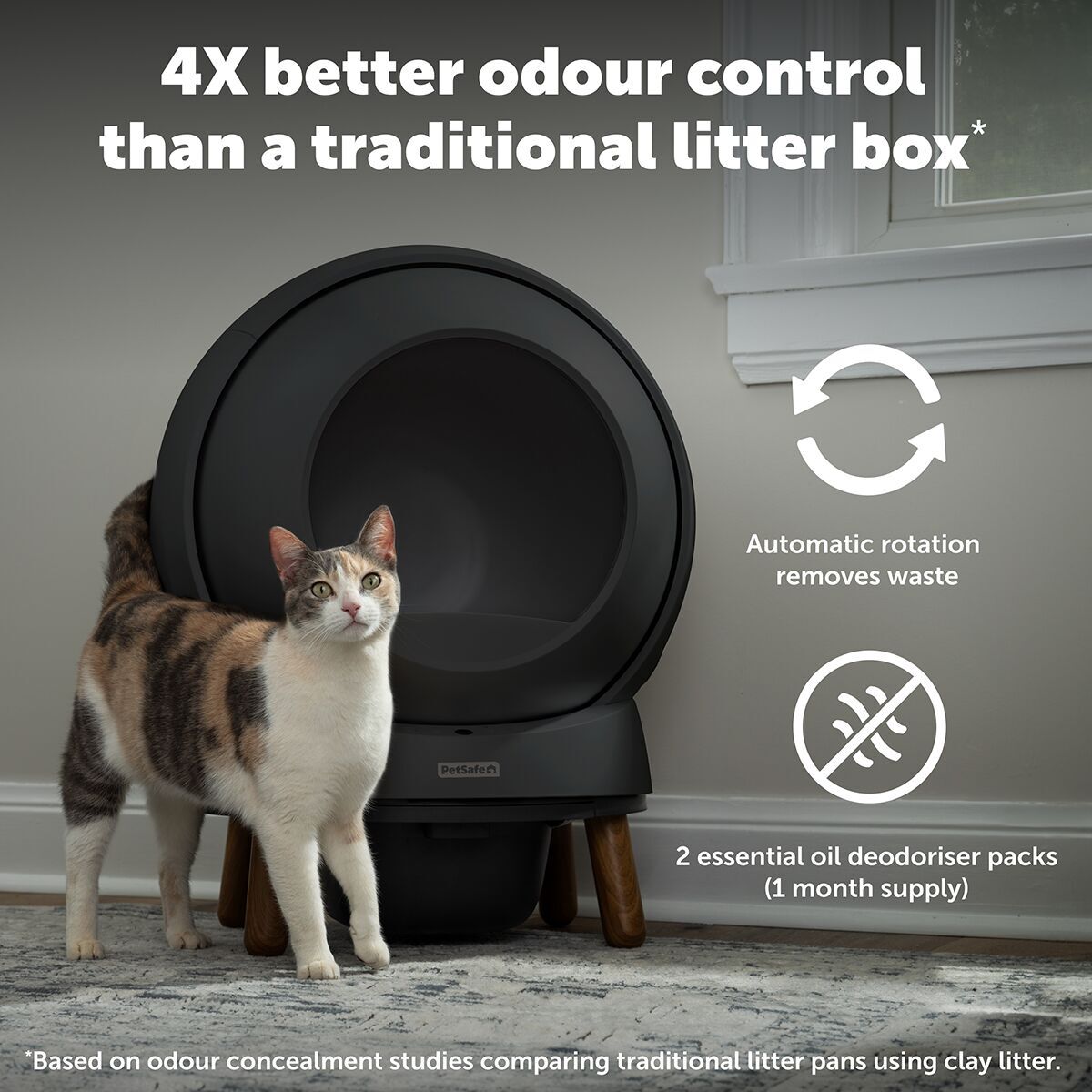 PetSafe SmartSpin Self-Cleaning Litter Box, Black