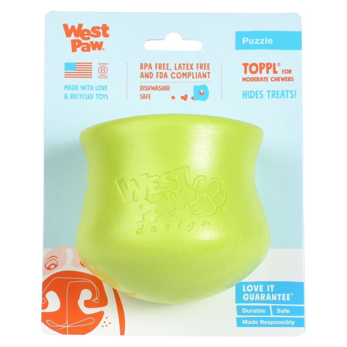 West Paw Toppl green