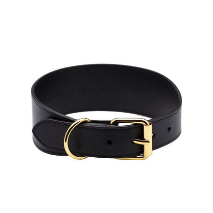 Brett svart lader hundhalsband fran Collar of Sweden