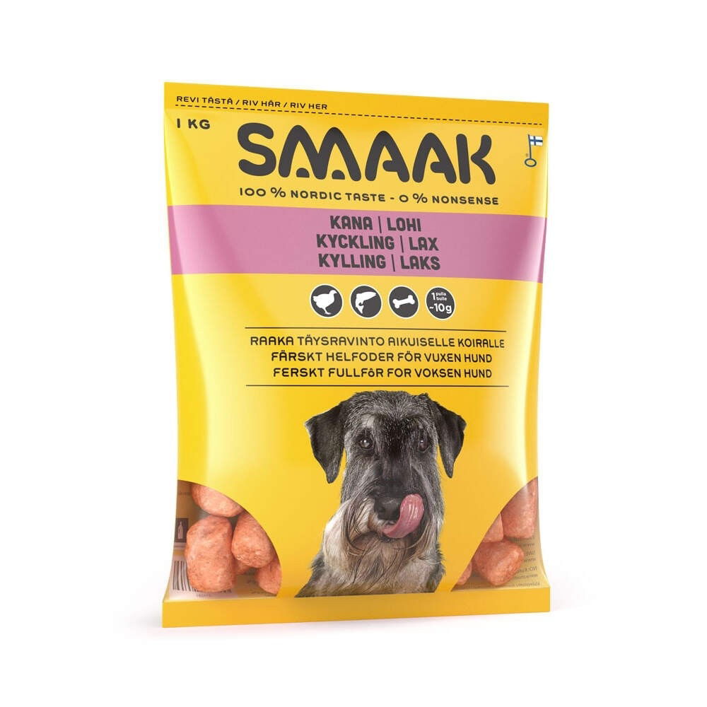 SMAAK Raw Dog Adult Complete Kyckling & Lax 1 kg | Hund - Hundmat - Färskfoder & BARF till hund | DogStyle