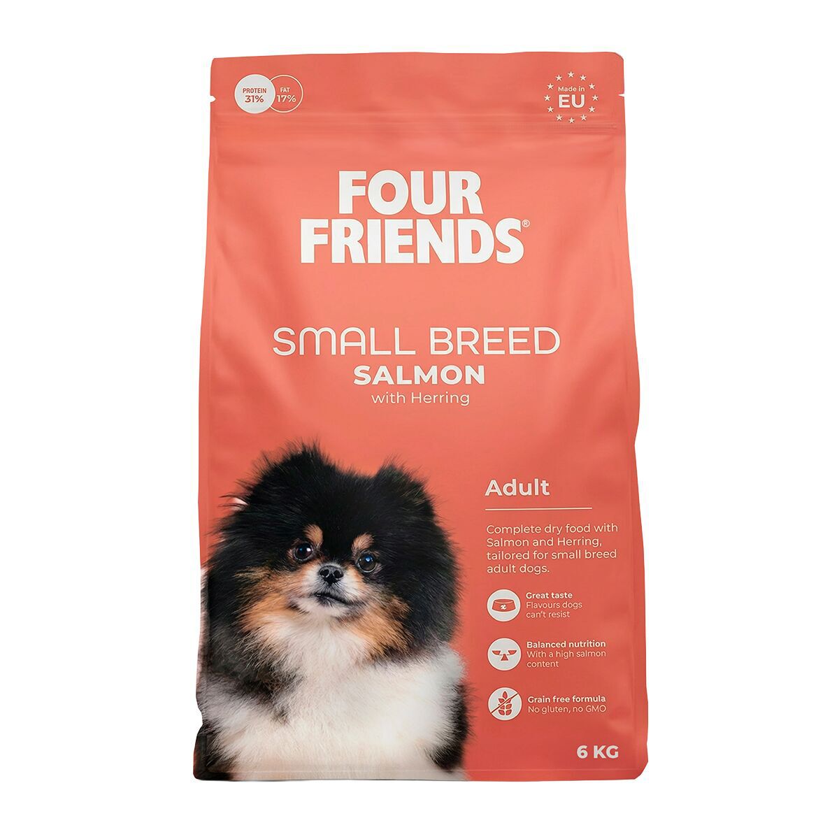 FourFriends Dog Small Breed Salmon Torrfoder till Hund | Hund - Hundmat - Spannmålsfri hundmat | DogStyle
