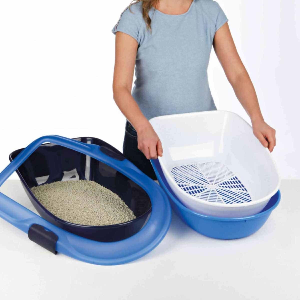 Kattlåda Berto m silbotten och kant  39 × h22 × 59 cm, mörkgrå/pastell