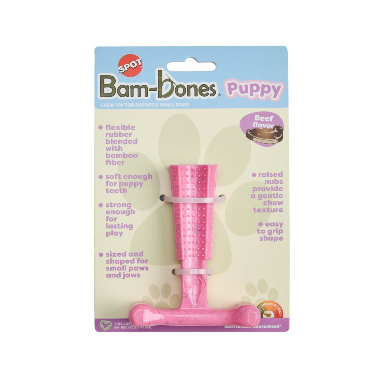 Bam-Bones Puppy Beef Tuggleksak till Valp Rosa 10,5 cm
