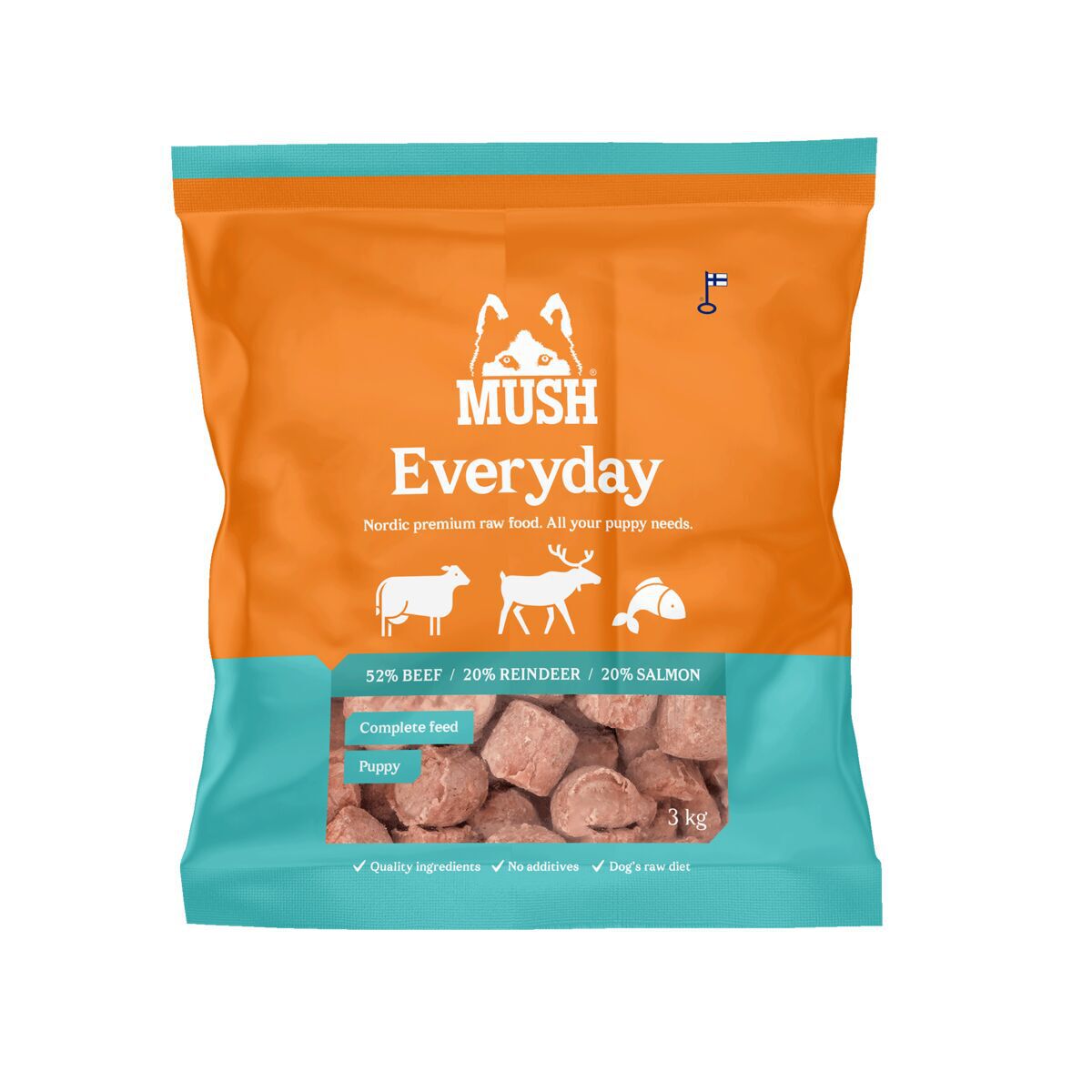 MUSH Everyday Iceblue Beef-Reindeer-Salmon Färskfoder till Valp