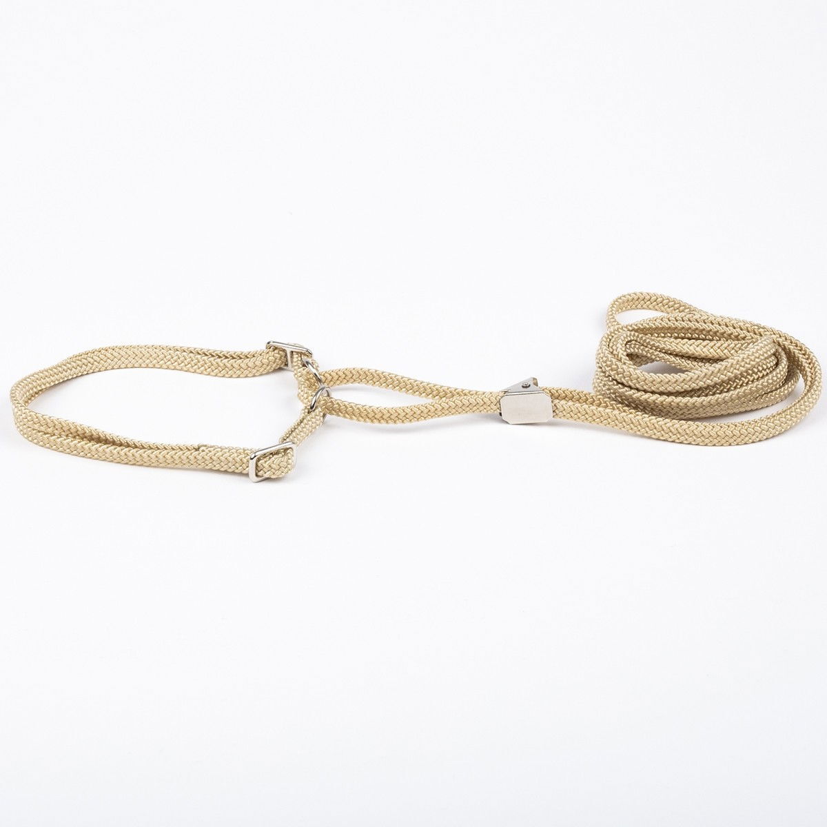 Show Dog Show lead Flat with adjustable half choke collar and clip, wheat