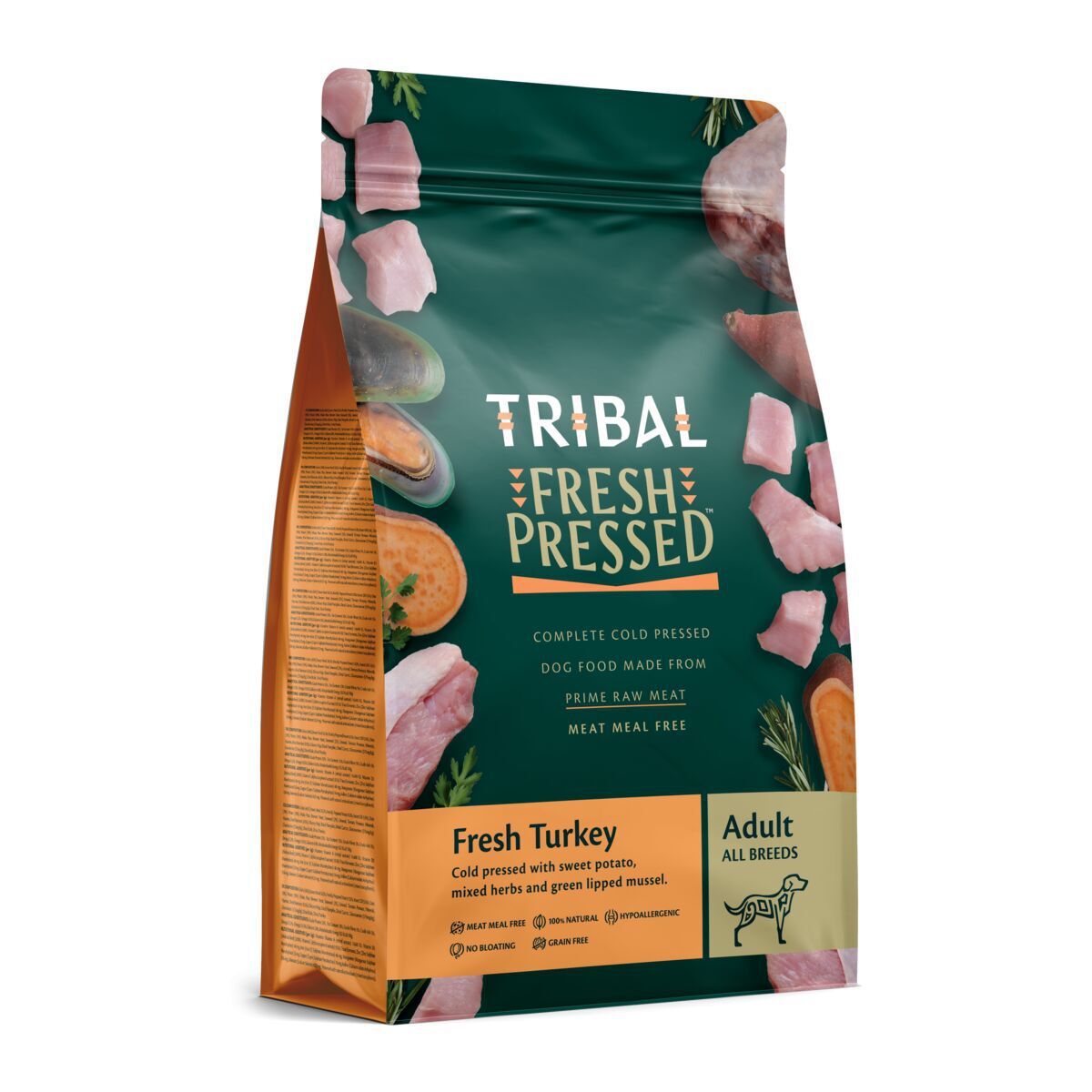 Tribal Fresh Pressed Dog Adult Turkey Torrfoder till Hund 2,5 kg