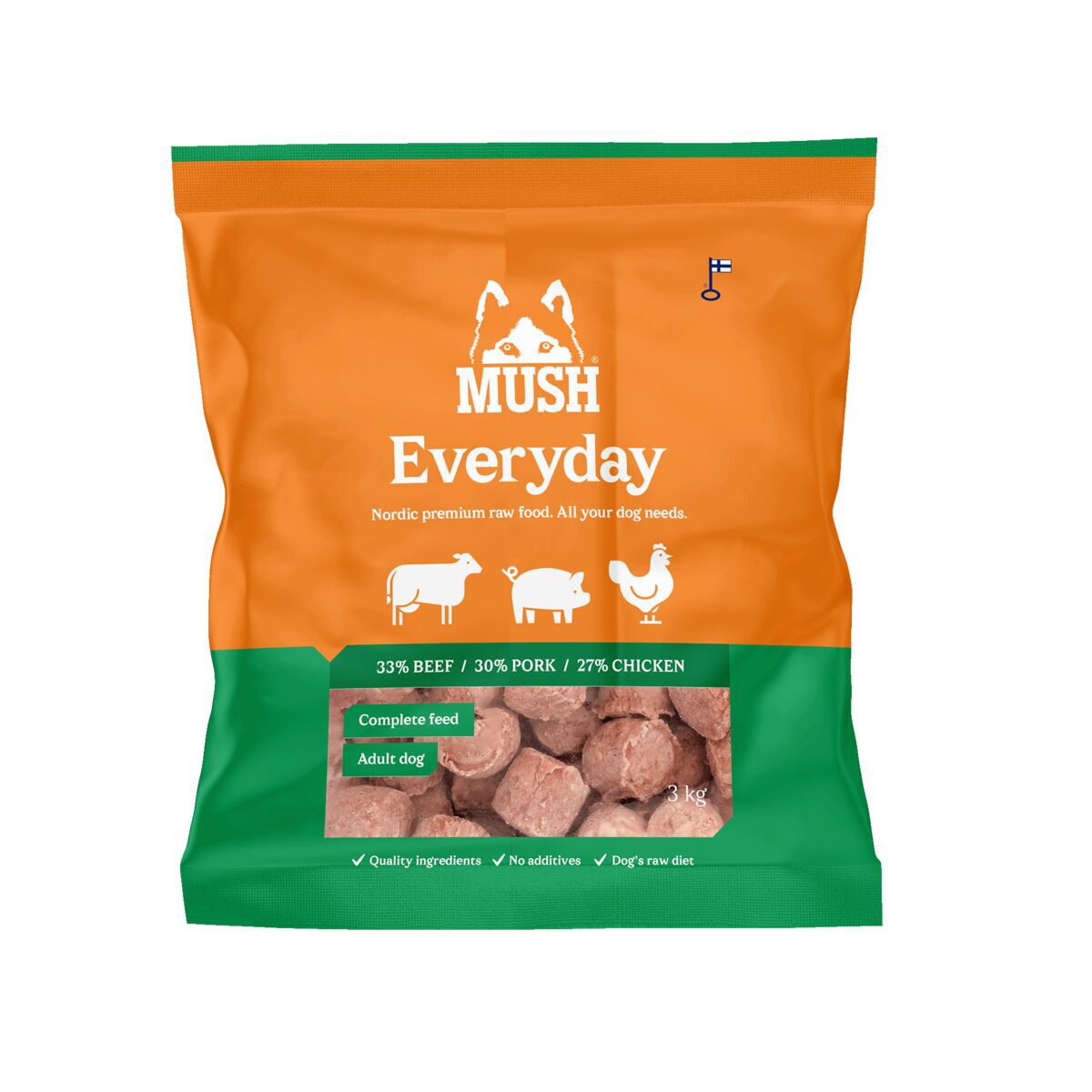 MUSH Everyday Green Beef-Pork-Chicken Färskfoder till Hund