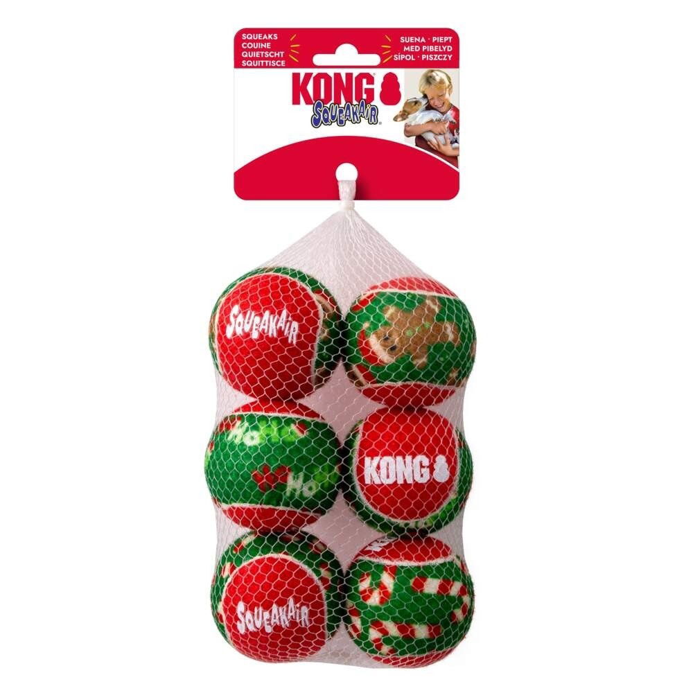 Kong Holiday25 Squeak Air Balls 6-pk M