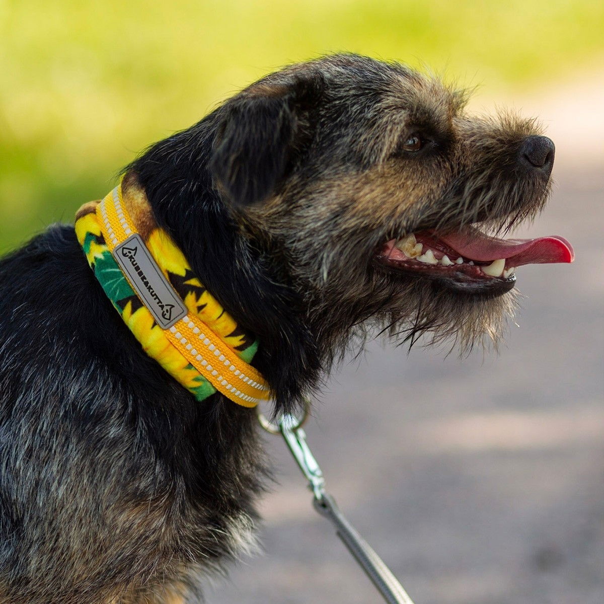 K&K half choke collar, furry, sun flower