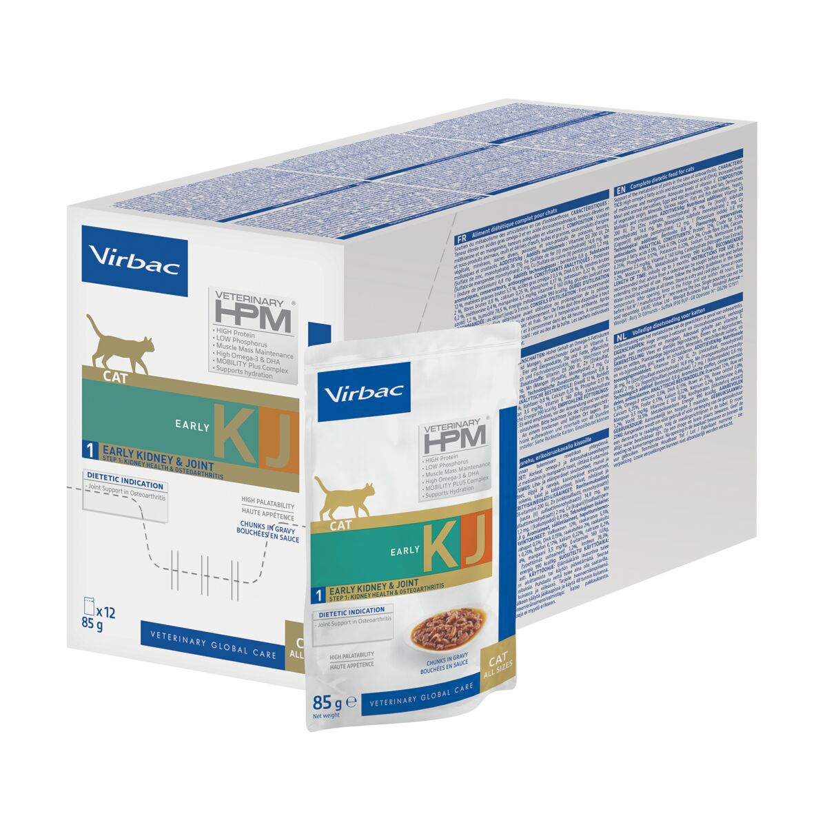 Virbac HPM Cat KJ1 Wet Early Kidney & Joint Veterinärfoder till Katt 12x85 g