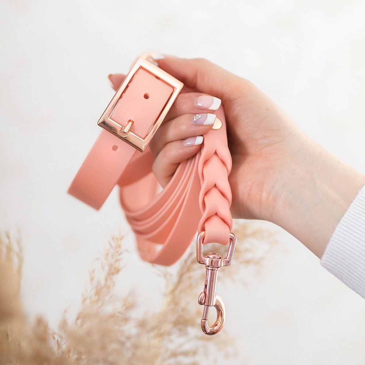 Tyylivoitto Classy dog collar, peach/rosegold