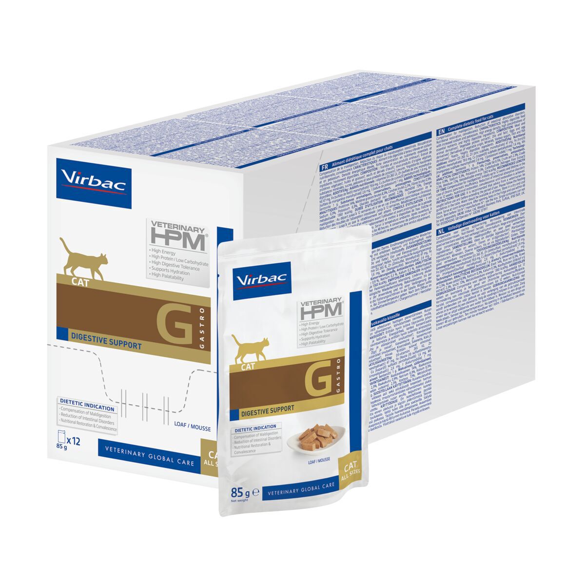 Virbac HPM Cat G1 Wet Gastro Digestive Support Veterinärfoder till Katt 12x85 g