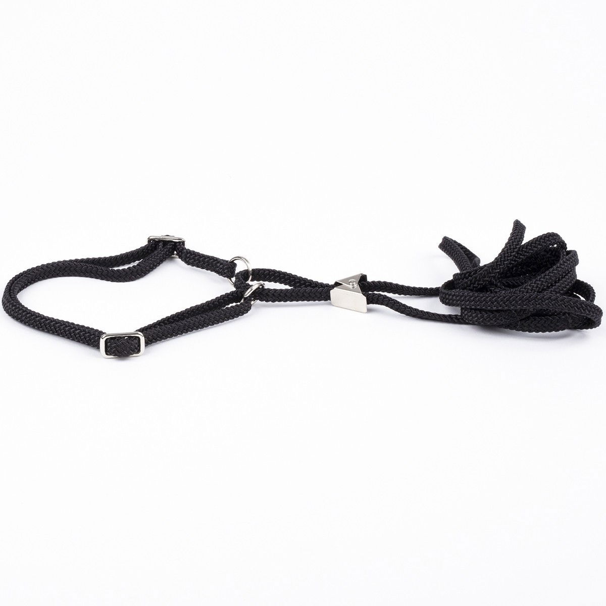 Show Dog Show lead Flat with adjustable half choke collar and clip, black