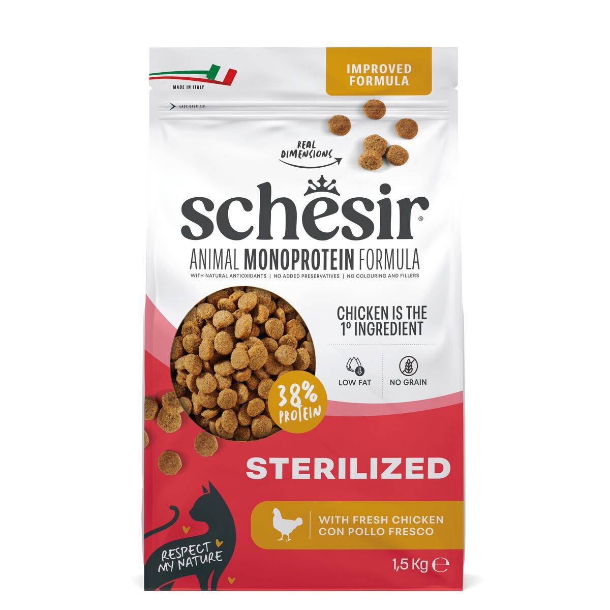Schesir Cat Adult Animal Monoprotein Formula Sterilized Chicken Torrfoder till Katt