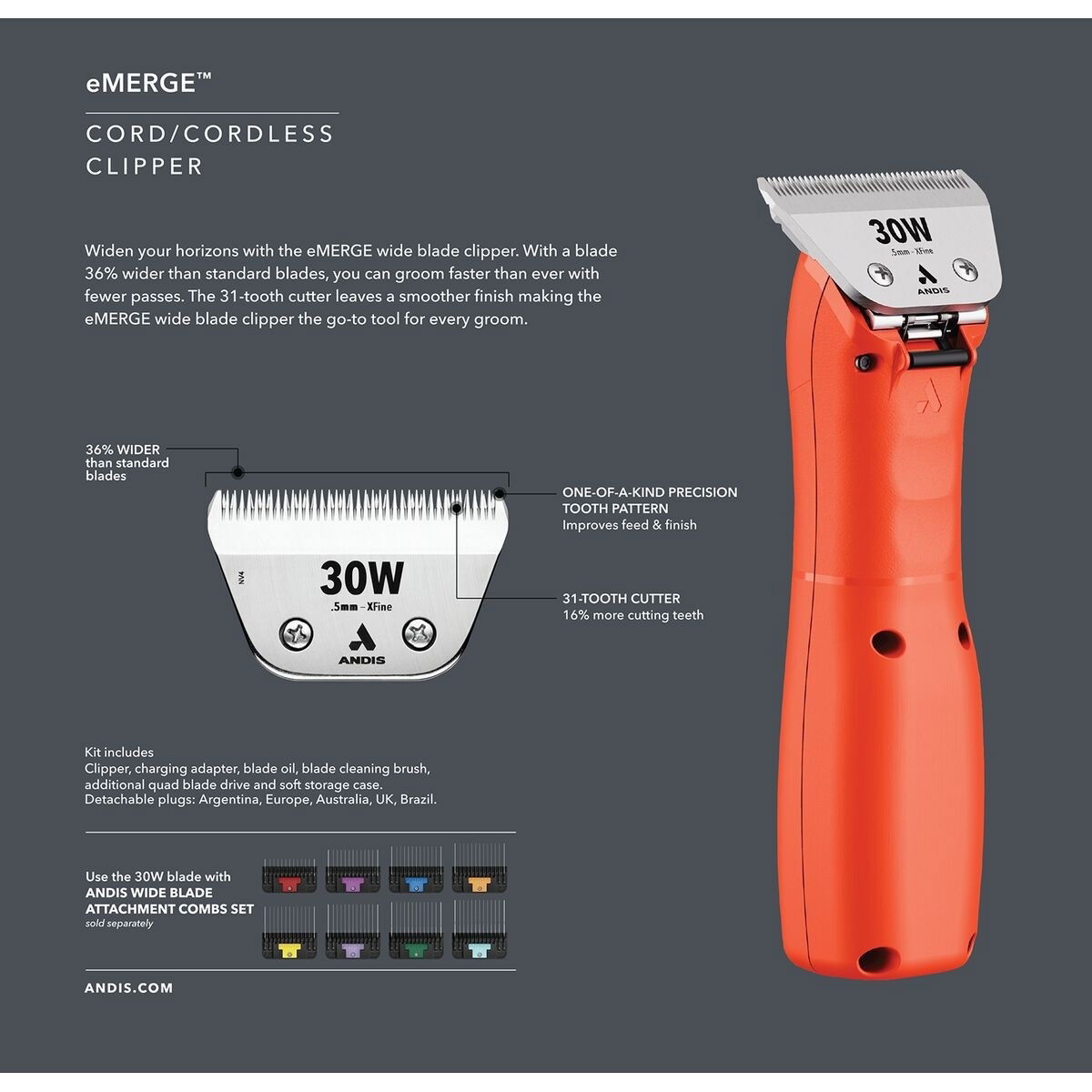 Andis eMERGE Wide clipper orange