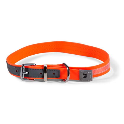 Orange vattentatt hundhalsband med heltackande reflexband