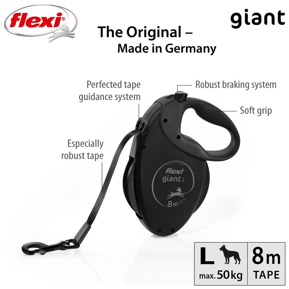 Flexi Giant L Black Edition 8m