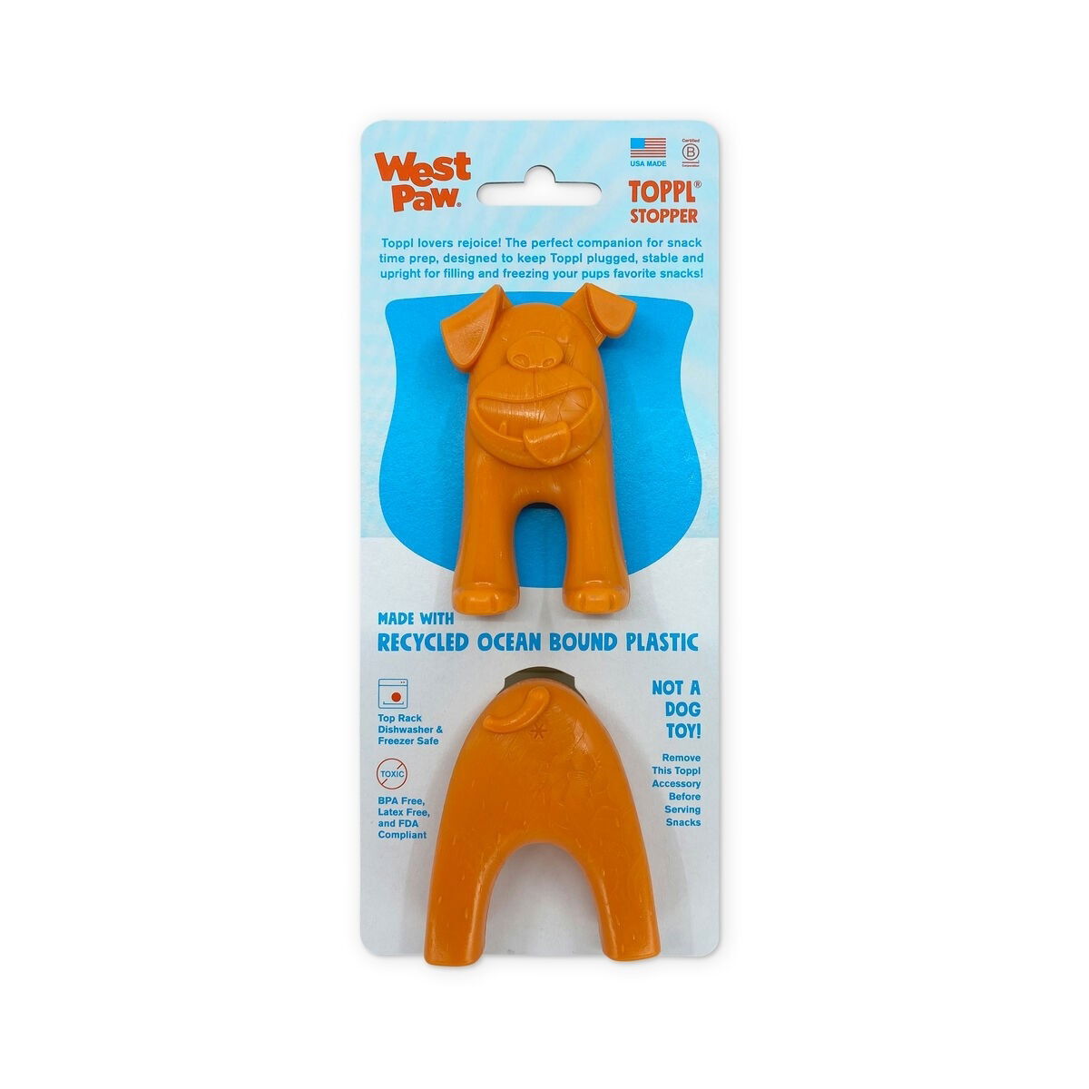 West Paw Toppl Stopper tangerine orange