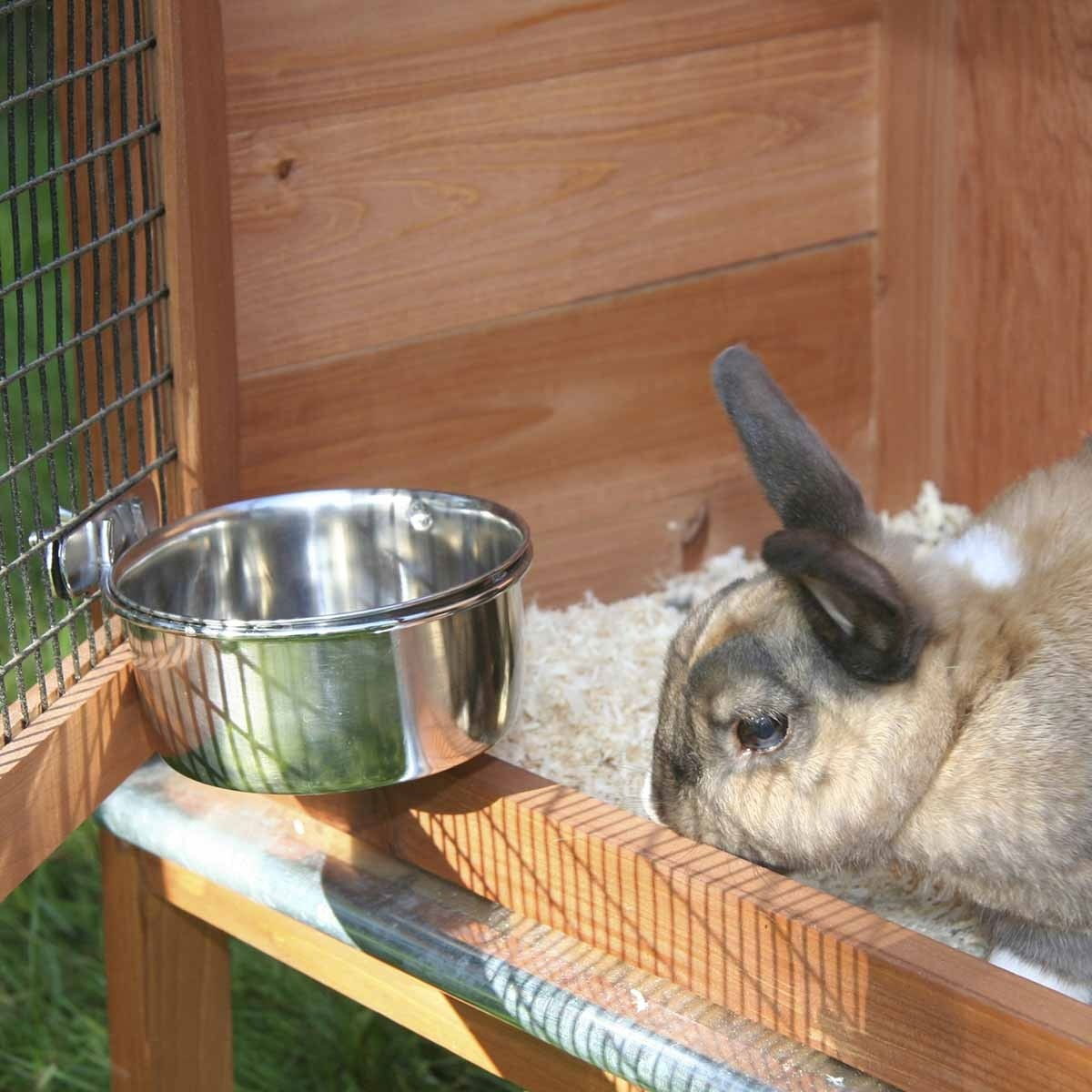 Matskål i rostfrittstål med hållare 