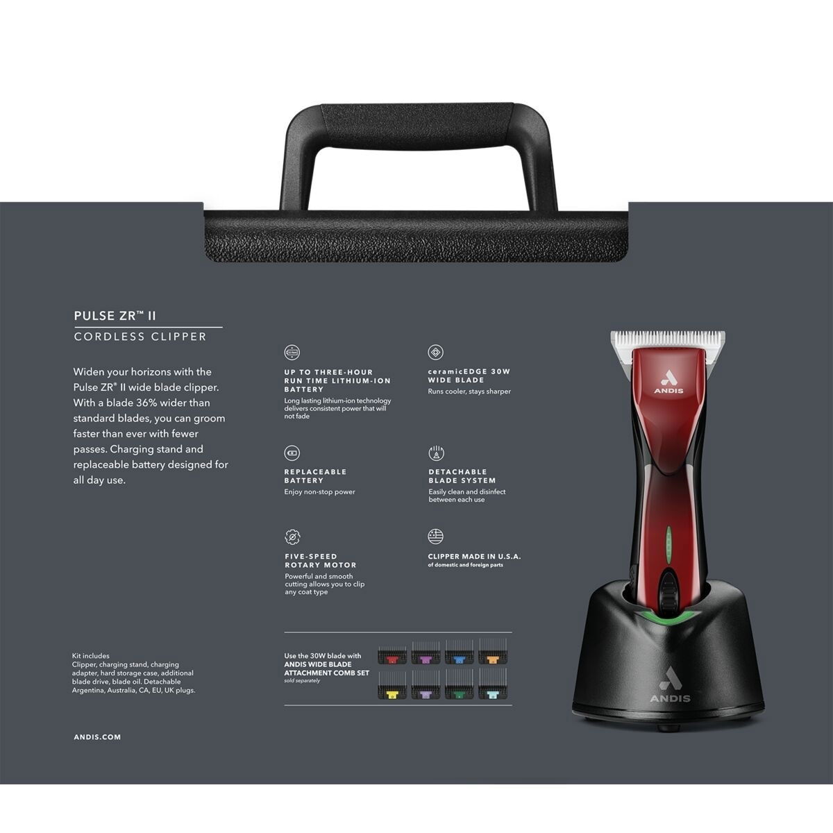 Andis Pulse ZR II  Wide clipper red