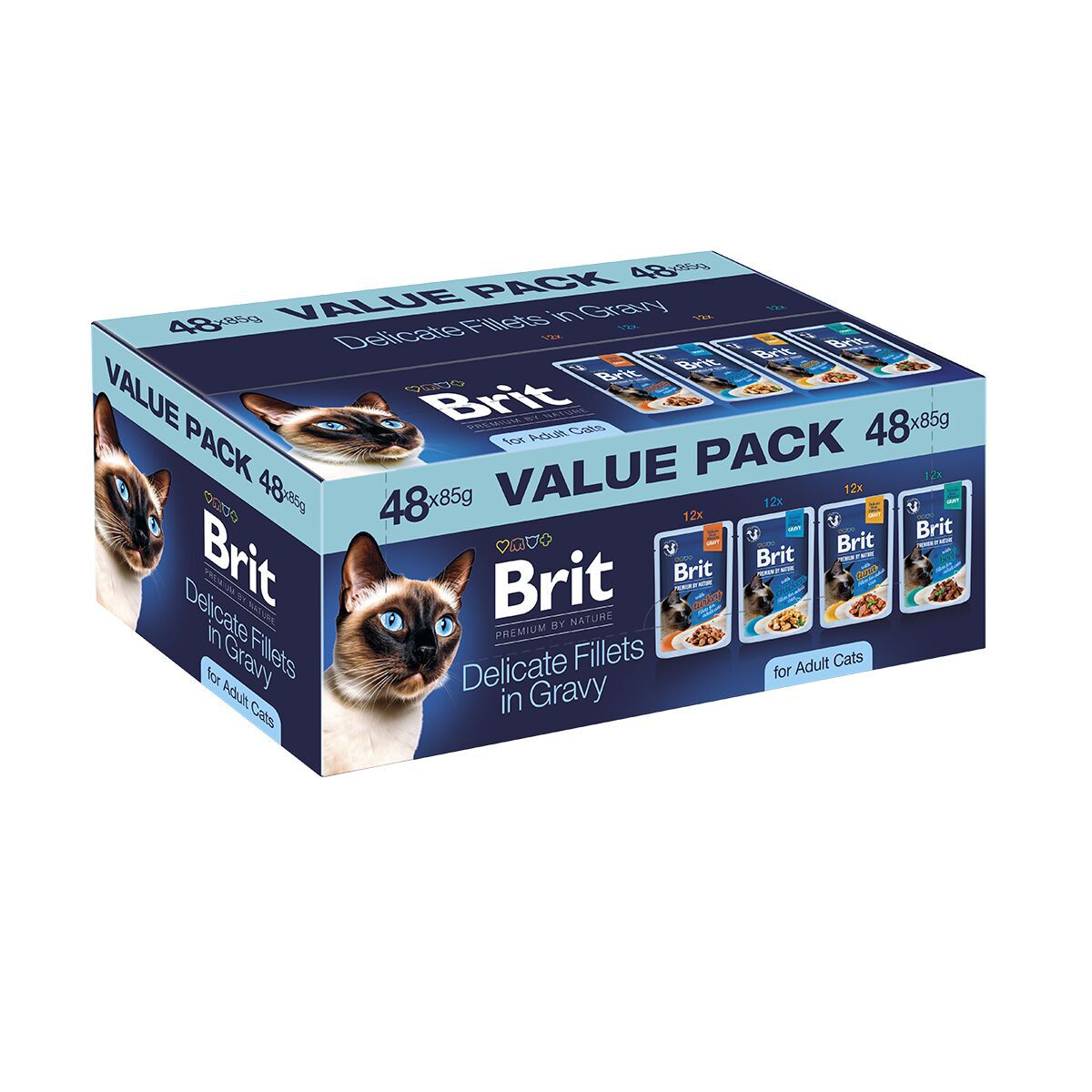 Brit Premium by Nature Cat Adult Value Pack Fillets in Gravy Våtfoder till Katt 48x85g