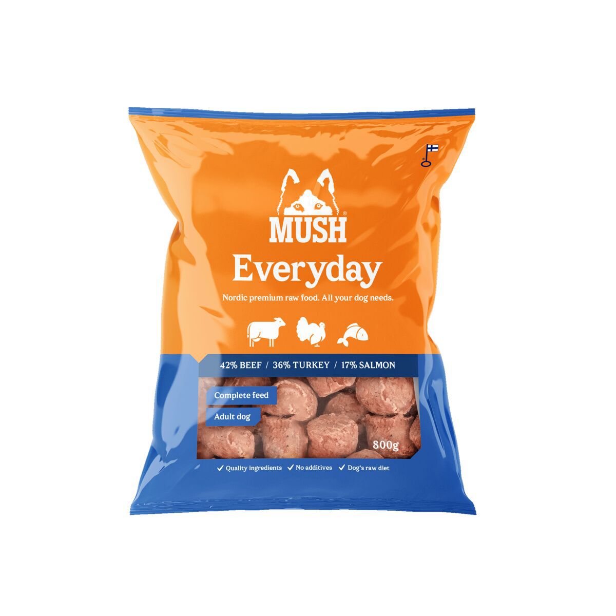 MUSH Everyday Blue Beef-Turkey-Salmon Färskfoder till Hund