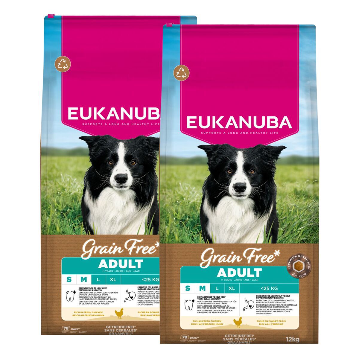 Eukanuba Grain Free Adult Small/medium Chicken 2 x 12kg