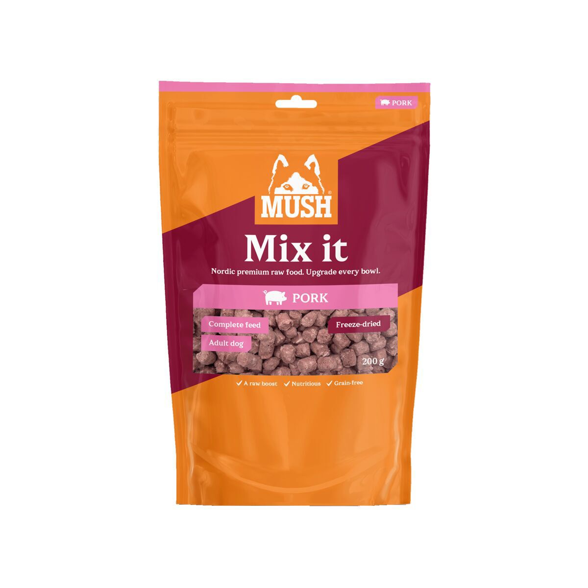 Mush Dog Adult Mix it Freeze Dried Complete Pork 200 g | Hund - Hundmat - Matberikning för hund - Frystorkat hundfoder | DogStyle
