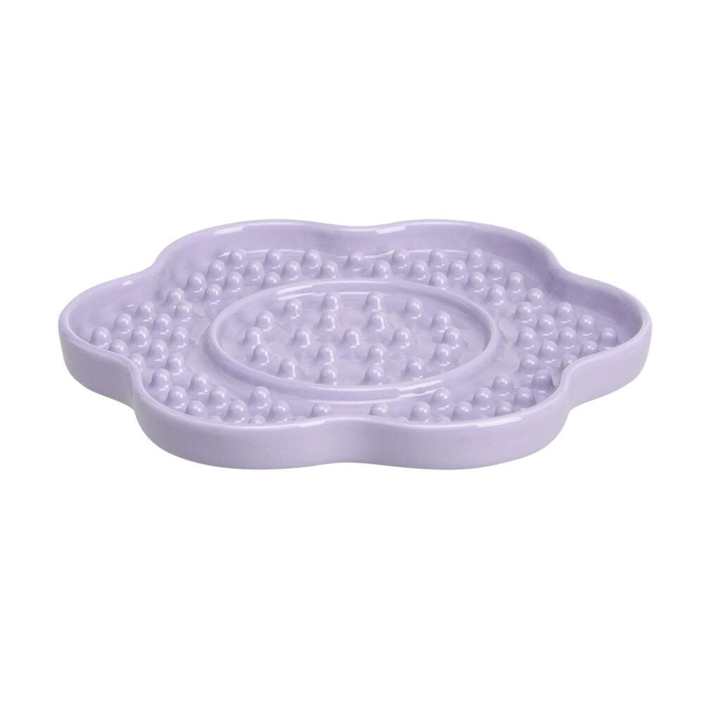 Little&Bigger Tasty Slickmatta i Keramik Lila Blomma 18 cm | Hund - Matplats - Slow feeder & slickmatta till hund | DogStyle